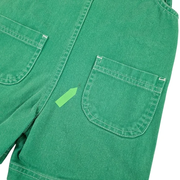 Vintage 90s Y2K Kids Green Dinosaur Denim Shortalls Boys 4T Cotton Overalls - Picture 4 of 9
